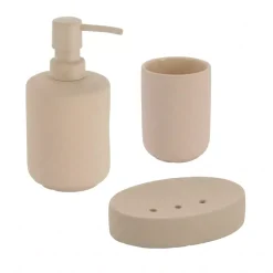 TENDANCE Accessori Bagno-Set bicchiere, portasapone e distributore di sapone in grès Timeless
