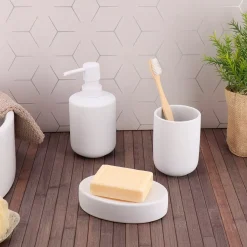 TENDANCE Accessori Bagno-Set bicchiere portasapone e distributore in grès Timeless