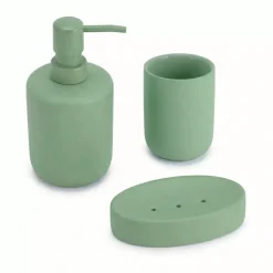 TENDANCE Accessori Bagno-Set bicchiere, portasapone e distributore in grès Timeless Azzurro
