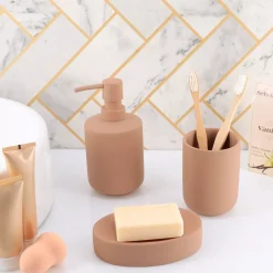 TENDANCE Accessori Bagno-Set bicchiere, portasapone e dispenser in grès Timeless