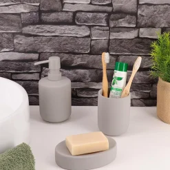 TENDANCE Accessori Bagno-Set bicchiere, portasapone e distributore di sapone in grès Timeless