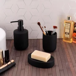 TENDANCE Accessori Bagno-Set bicchiere portasapone e distributore in grès Timeless