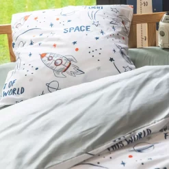 Set copripiumino e due federe bambino in cotone (240 x 220 cm) Galassia Bianca