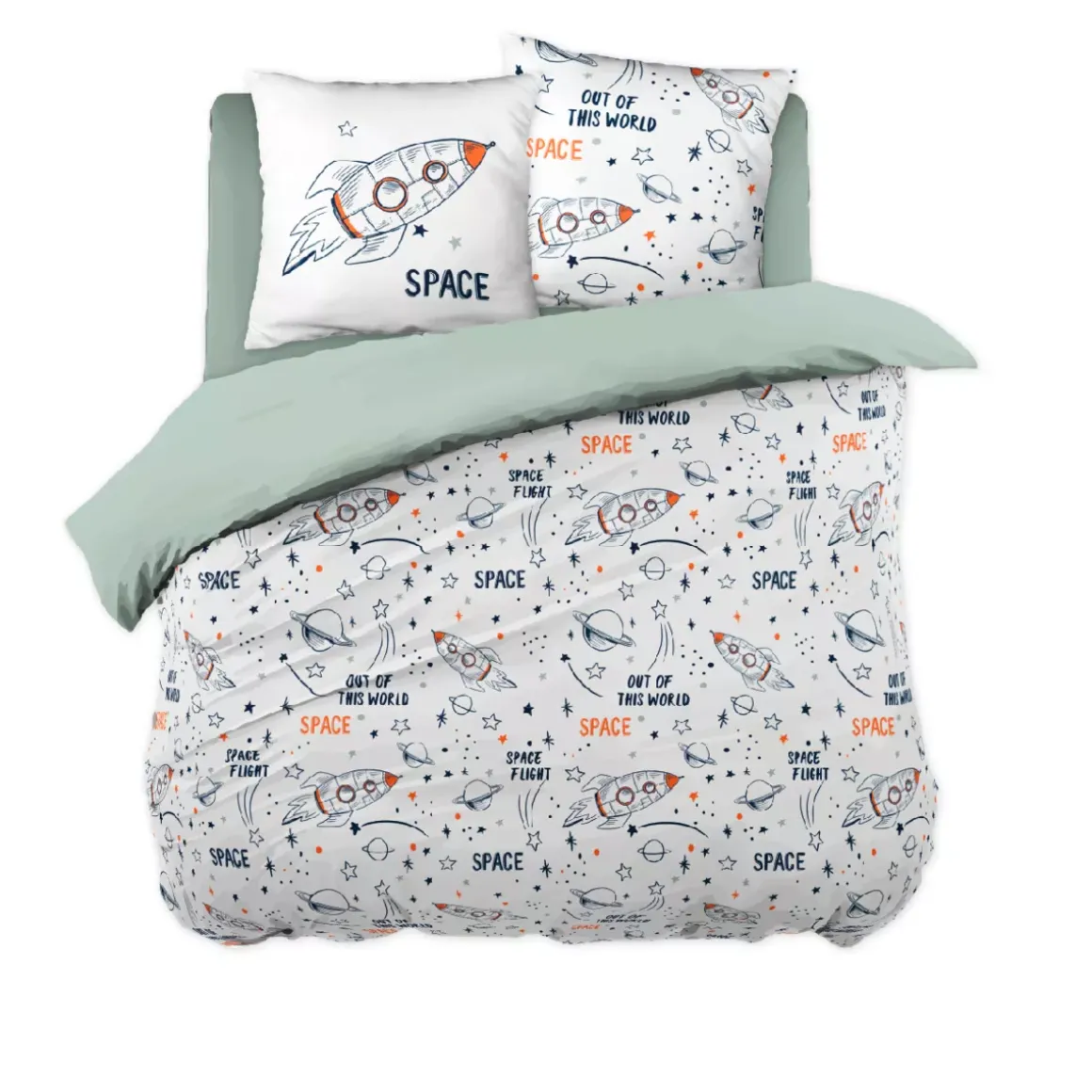 Set copripiumino e due federe bambino in cotone (240 x 220 cm) Galassia Bianca