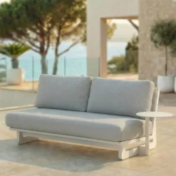 Set da giardino angolare in alluminio 5 posti Long Beach Bianco cenere e grigio chiaro