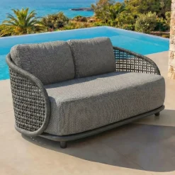Set da giardino effetto rattan e alluminio 4 posti 5 pezzi Riviera Grigio antracite
