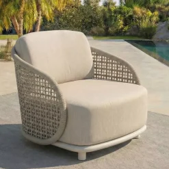 Set da giardino effetto rattan e alluminio 5 posti 5 pezzi Riviera Beige