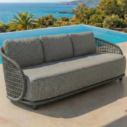 Set da giardino effetto rattan e alluminio 5 posti 5 pezzi Riviera Grigio antracite