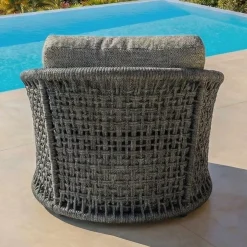 Set da giardino effetto rattan e alluminio 5 posti 5 pezzi Riviera Grigio antracite