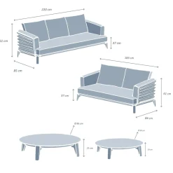 Set da giardino in alluminio 5 posti 4 pezzi Monte Carlo Bianco e terracotta
