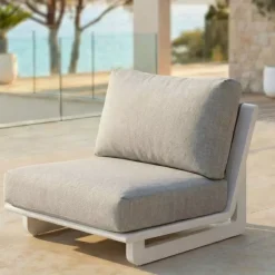 Set da giardino in alluminio 8 posti 6 pezzi Long Beach Bianco cenere e tortora