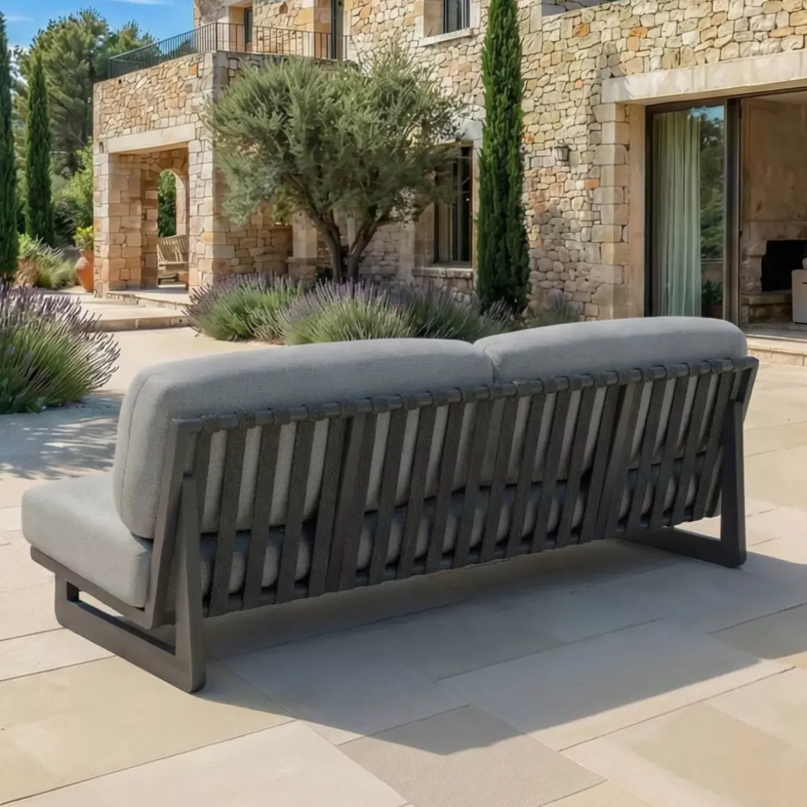 Set da giardino in alluminio 5 posti 5 pezzi Long Beach Grigio antracite e grigio chiaro