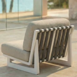 Set da giardino in alluminio 5 posti 5 pezzi Long Beach Bianco cenere e beige