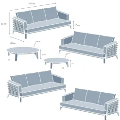 Set da giardino in alluminio 12 posti 8 pezzi Monte Carlo Bianco e terracotta