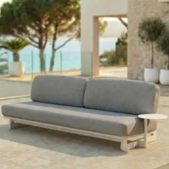 Set da giardino in alluminio 7 posti 6 pezzi Long Beach Bianco cenere e beige