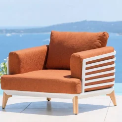 Set da giardino in alluminio 2 posti 3 pezzi Monte Carlo Bianco e terracotta