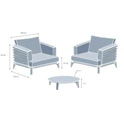 Set da giardino in alluminio 2 posti 3 pezzi Monte Carlo Grigio antracite e terracotta