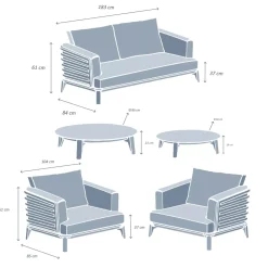 Set da giardino in alluminio 4 posti 5 pezzi Monte Carlo Grigio antracite e verde rosmarino