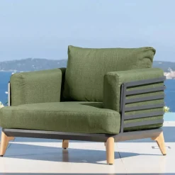Set da giardino in alluminio 4 posti 5 pezzi Monte Carlo Grigio antracite e verde rosmarino