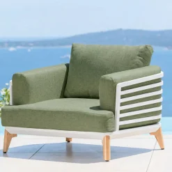Set da giardino in alluminio 5 posti 5 pezzi Monte Carlo Bianco e verde rosmarino
