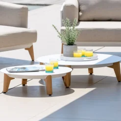 Set da giardino in alluminio 5 posti 5 pezzi Monte Carlo Bianco e verde rosmarino