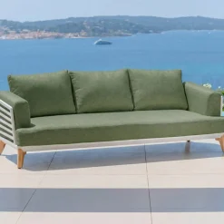 Set da giardino in alluminio 8 posti 6 pezzi Monte Carlo Bianco e verde rosmarino