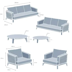 Set da giardino in alluminio 8 posti 6 pezzi Monte Carlo Grigio antracite e terracotta
