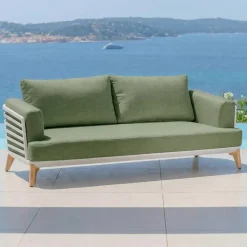 Set da giardino in alluminio 9 posti 12 pezzi Monte Carlo Bianco e verde rosmarino