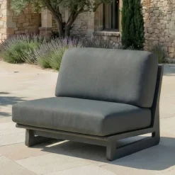 MOBELLIA Salotto Da Giardino-Set da giardino in alluminio 8 posti 6 pezzi Long Beach Grigio