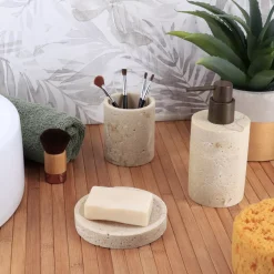 TENDANCE Accessori Bagno-Set di accessori bagno in Travertino Naturale