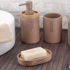 TENDANCE Accessori Bagno-Set di accessori bagno Purebamboo Cappuccino