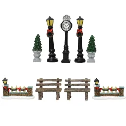 KAEMINGK Personaggi E Accessori Per Villaggio-Set di 9 accessori (H12 cm) Arredo urbano per villaggio