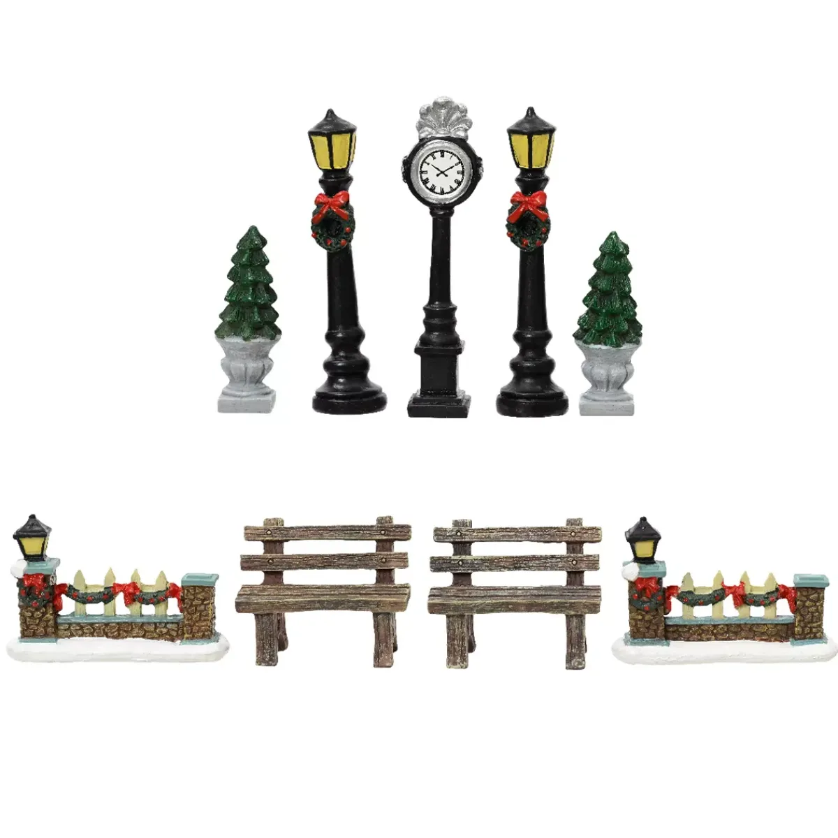 KAEMINGK Personaggi E Accessori Per Villaggio-Set di 9 accessori (H12 cm) Arredo urbano per villaggio