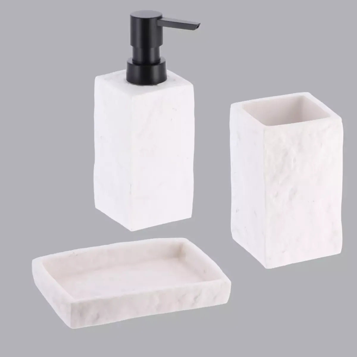 TENDANCE Accessori Bagno-Set di accessori per il bagno effetto pietra