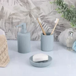 TENDANCE Accessori Bagno-Set di accessori per il bagno in resina Striato Azzurro