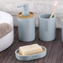 TENDANCE Accessori Bagno-Set di accessori per il bagno Purebamboo Azzurro