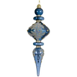 KAEMINGK Addobbi Natalizi-Set di 2 addobbi natalizi da appendere in vetro (H24 cm) Riflesso di Mezzanotte Blu