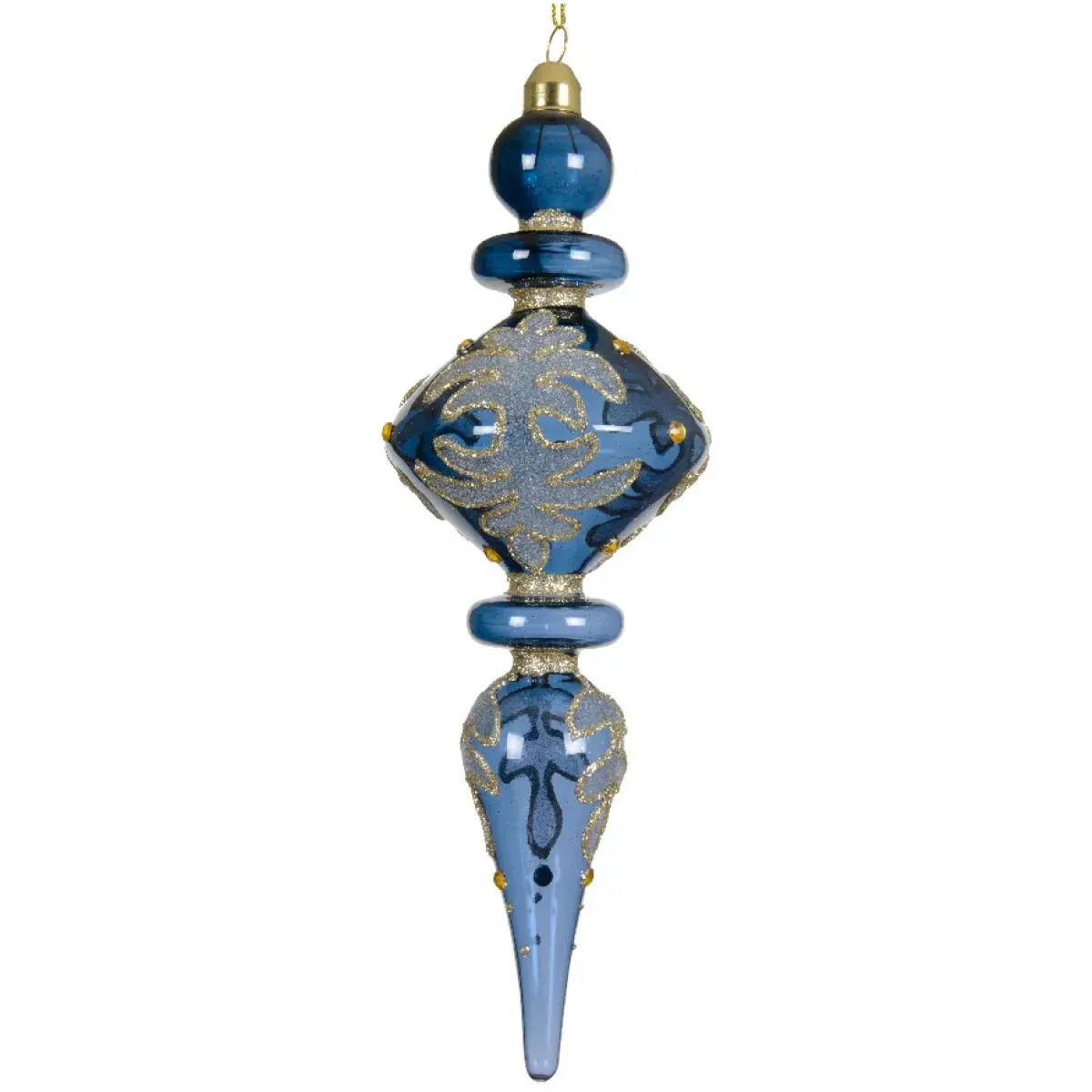KAEMINGK Addobbi Natalizi-Set di 2 addobbi natalizi da appendere in vetro (H24 cm) Riflesso di Mezzanotte Blu