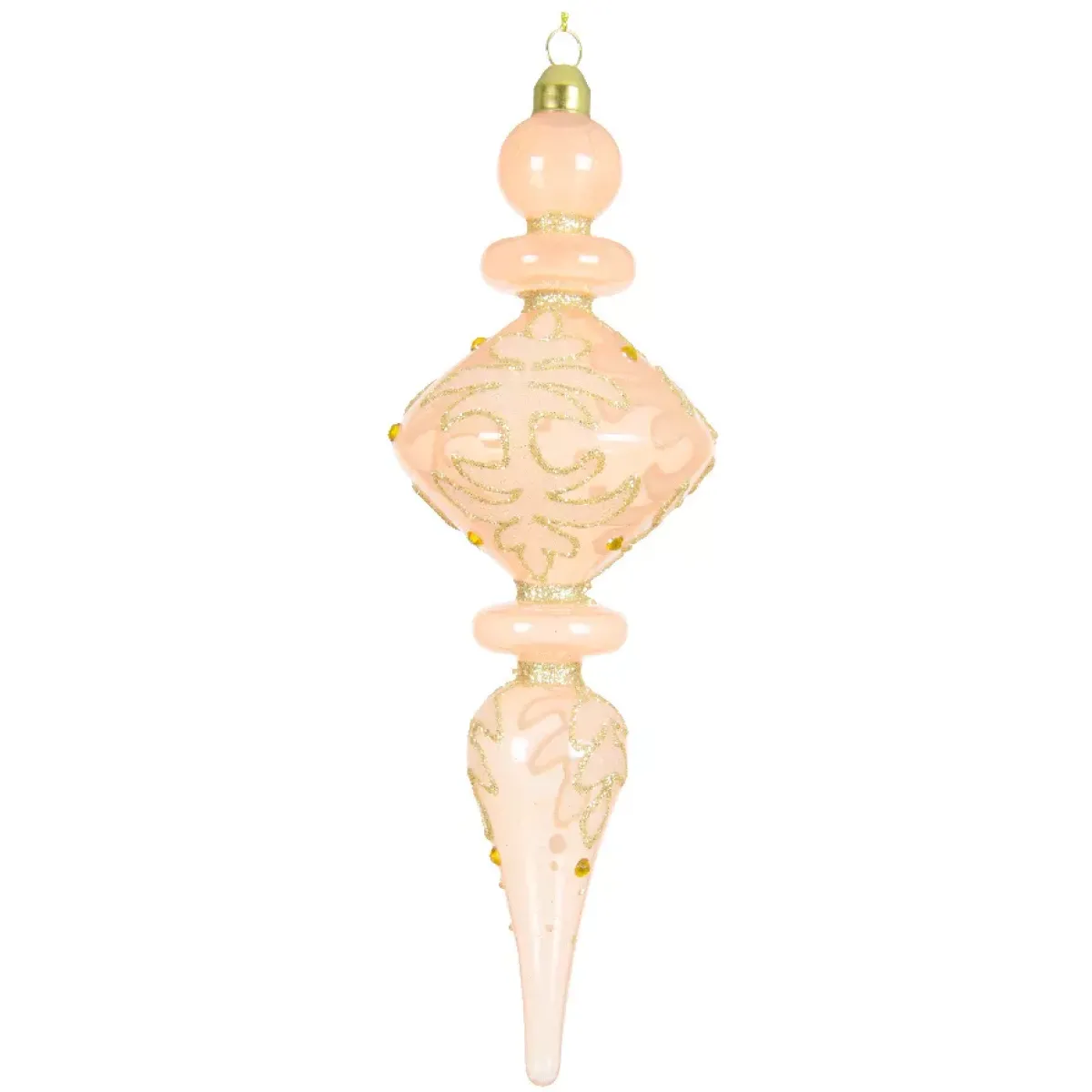 KAEMINGK Addobbi Natalizi-Set di 2 addobbi natalizi da appendere in vetro (H24 cm) Riflesso di Mezzanotte Rosa