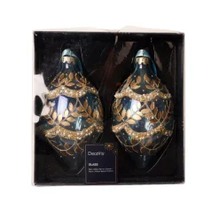 KAEMINGK Addobbi Natalizi|Palline Di Natale-Set di 2 addobbi natalizi in vetro (H14 cm) Fogliame invernale