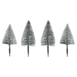 FEERIC LIGHTS Addobbi Natalizi-Set di 4 alberi di Natale con clip (Alt 16 e 13 cm) Foresta incantata innevato