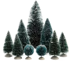 KAEMINGK Personaggi E Accessori Per Villaggio-Set di 9 alberi Verde innevato per la creazione di un villaggio