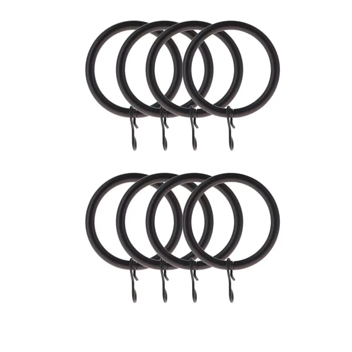 Set di 8 anelli per bastone per tenda (D28 mm) Lino Nero opaco