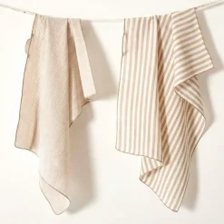 Set di 2 asciugamani in garza di cotone (50 x 70 cm) Gaïa a righe Corda