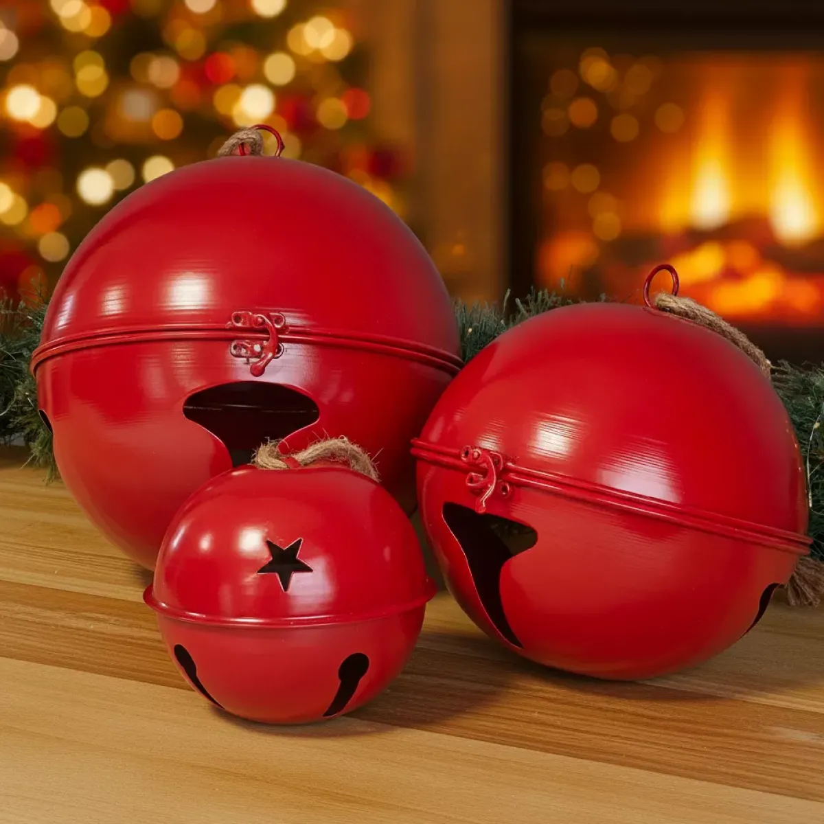 EMINZA Addobbi Natalizi|Decorazioni E Oggetti Natalizi-Set di 3 Campane di metallo da appendere (D24-20-14 cm) Grigio