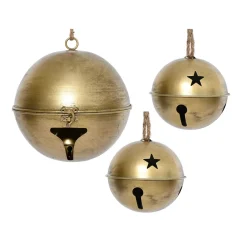 EMINZA Addobbi Natalizi|Decorazioni E Oggetti Natalizi-Set di 3 campanelle di metallo da appendere (D24-20-14 cm) Grigio