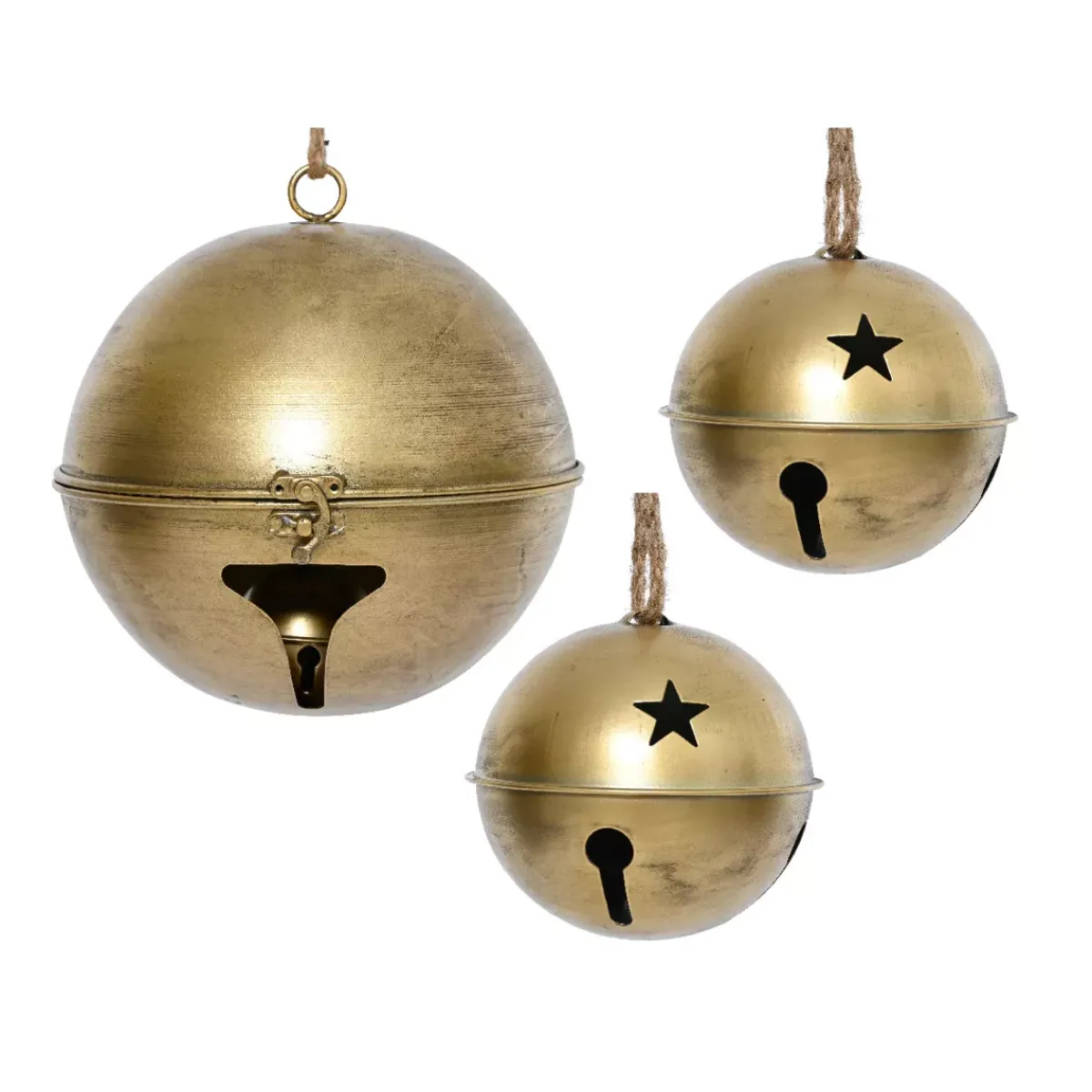 EMINZA Addobbi Natalizi|Decorazioni E Oggetti Natalizi-Set di 3 campanelle di metallo da appendere (D24-20-14 cm) Grigio