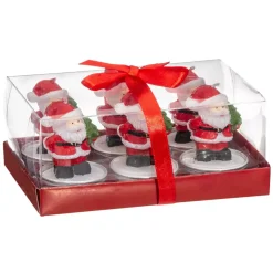 Feeric Lights & Christmas Candele Natalizie-Set di 6 candele (6 cm) Babbo Natale