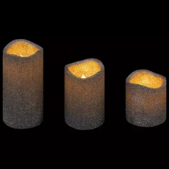 Feeric Lights & Christmas Candele Natalizie-Set di 3 candele LED glitterate