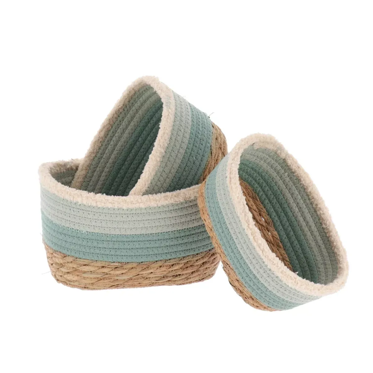 TENDANCE Accessori Bagno-Set di 3 cesti da appendere intrecciati (H13,5 cm) Jeanne